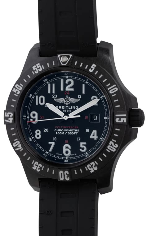 breitling colt skyracer rubber strap watch with volcano black dial|Breitling Colt Skyracer 45mm Chronometer Black Dial Quartz .